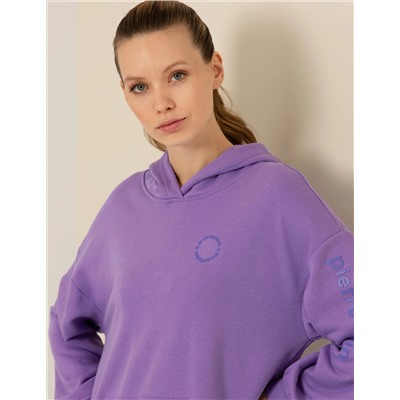 Lila Oversize Kapüşonlu Sweatshirt