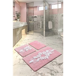Chilai Home Bella Pembe 3 Lu Set Klozet Takımı, Banyo Paspas Seti Halısı 8682125936116