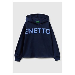 United Colors of BenettonKız Çocuk Lacivert Logo Baskılı Renk Bloklu Sweatshirt Lacivert