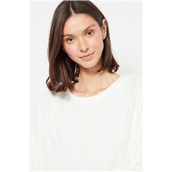 Camiseta de pijama relaxed fit de terciopelo - Blanco