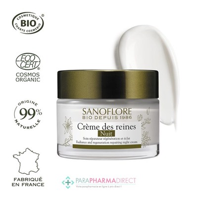 Sanoflore Crème des Reines Nuit - Soin Réparateur Régénération & Eclat BIO 50 ml