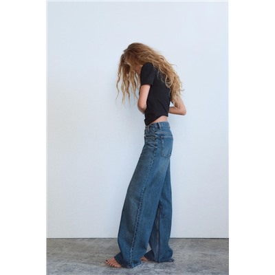 JEANS TRF WIDE LEG CINTURA CRUZADA TIRO ALTO