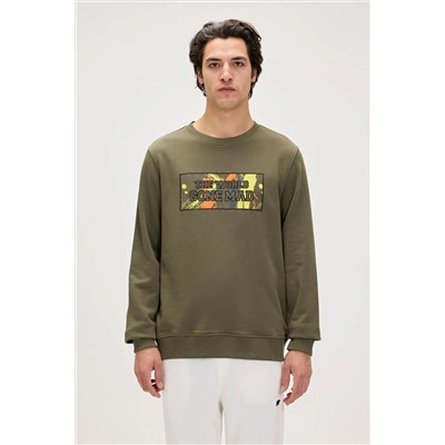 Bad Bear, Caen Crewneck Baskılı Sweatshirt - Haki - Xxl - St07765-haki-xxl