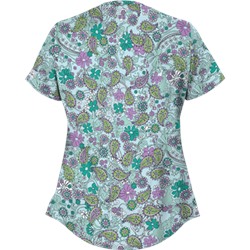 UA Perfect Paisley Pepperminty Snap Front Scrub Top