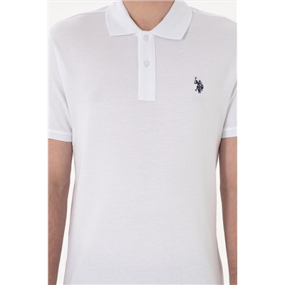 Erkek Slim Fit Polo Yaka Beyaz Basic Tişört