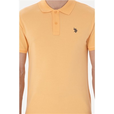 Erkek Slim Fit Polo Yaka Turuncu Basic Tişört