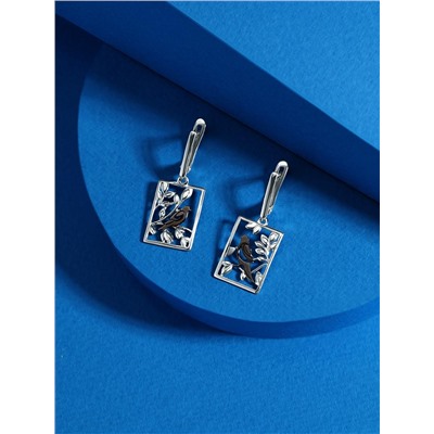Серьги из серебра родированные 925 пробы С-3385-Р