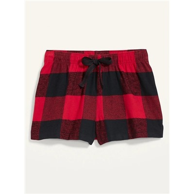 Matching Print Flannel Pajama Shorts for Women -- 2.5-inch inseam