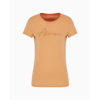 Slim fit T-shirt with logo lettering and sequins