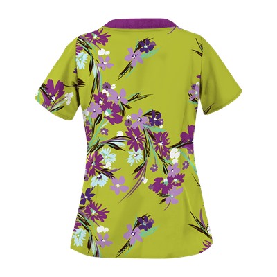 UA Island Bouquet Giddy Green Print Scrub Top