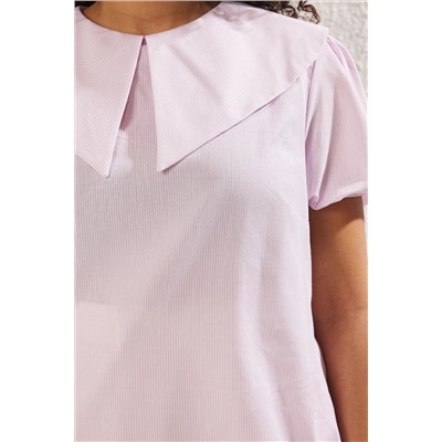 Beyaz-Pembe Çizgili Dokuma Bluz TBBSS24AF00000