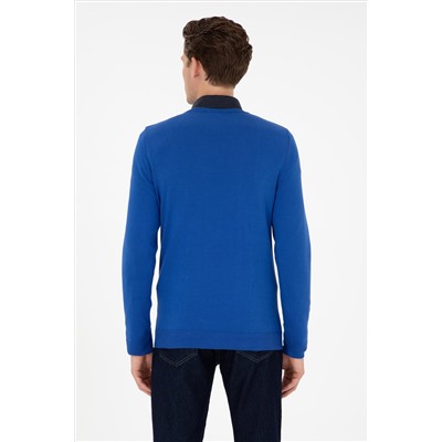 Erkek Slim Fit V Yaka Saks Basic Kazak