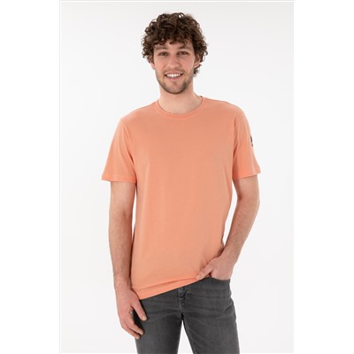 Erkek Regular Fit Bisiklet Yaka Somon Basic Tişört