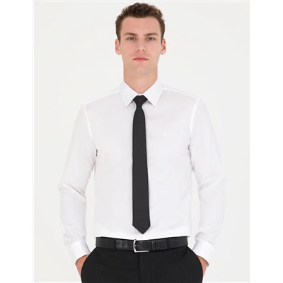 Beyaz Slim Fit Uzun Kollu Basic Gömlek