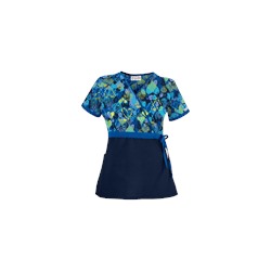UA Bohemian Heart Navy Mock Wrap Scrub Top