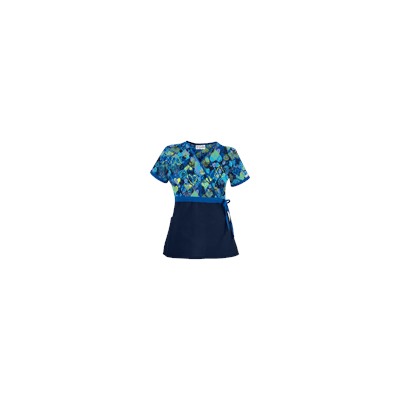UA Bohemian Heart Navy Mock Wrap Scrub Top