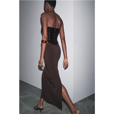 CONTRAST SEQUIN CUT-OUT DRESS