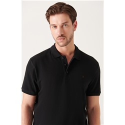 Siyah %100 Pamuk Serin Tutan Polo Yaka T-Shirt