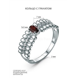 Серьги из серебра с гранатом и фианитами родированные 3921028664р404