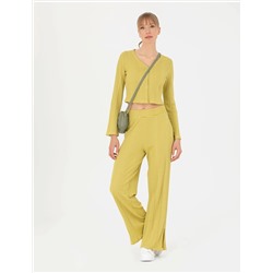 Yeşil Crop Top Örme Hırka