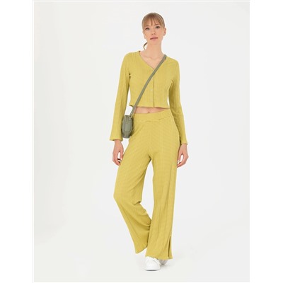 Yeşil Crop Top Örme Hırka