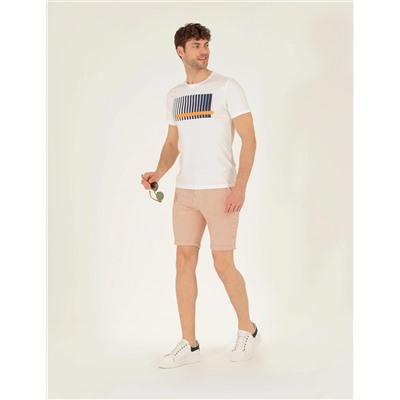 Turuncu Slim Fit Beli Lastikli Şort