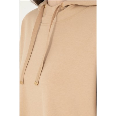 Kadın Kum Kapüşonlu Sweatshirt