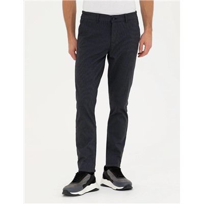 Lacivert Slim Fit Kanvas Pantolon