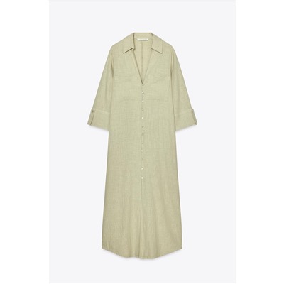 LINEN BLEND SHIRT DRESS