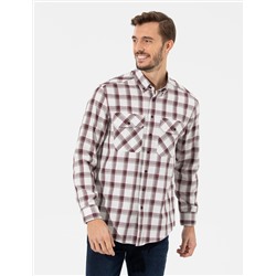 Bordo Comfort Fit Uzun Kollu Gömlek
