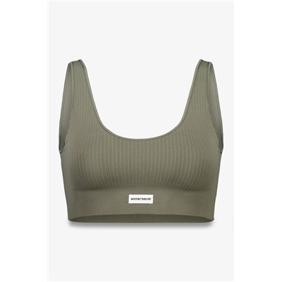 Top canalé seamless kaki