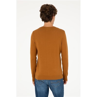 Erkek Slim Fit V Yaka Coconut Basic Kazak