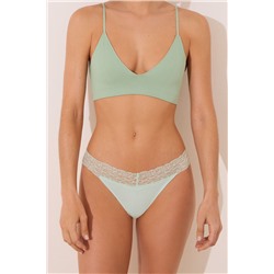 Tanga canalé algodón verde