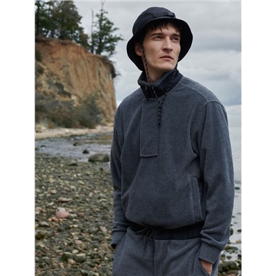 Fleece-Hoodie aus Materialmix