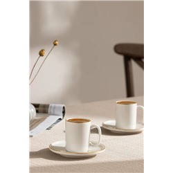 Lumora 6 Kişilik 12 Parça Kahve Fincan Takımı - Beyaz/Gold - 100 ml