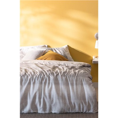 Adelya King Size %100 Pamuk Madame Coco Crep Baskılı Nevresim Takımı - Gri