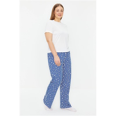 Trendyol Curve Lacivert Çizgili Örme Pijama Altı TBBAW24IA00000