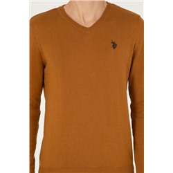 Erkek Slim Fit V Yaka Coconut Basic Kazak