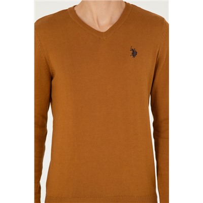Erkek Slim Fit V Yaka Coconut Basic Kazak