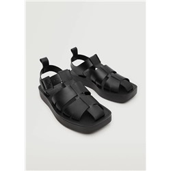 Sandalia cangrejera piel -  Mujer | MANGO OUTLET Melilla