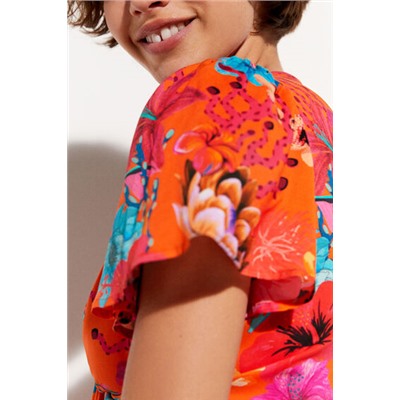 Blusa anudada corales