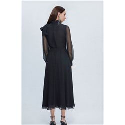 Vestido largo de seda Negro