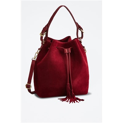 Bolso saco de piel Jila Burdeos