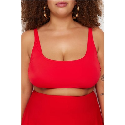 Kırmızı Kare Yaka Bralette Büyük Beden Bikini Üstü TBBSS23CT00005