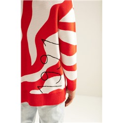 Jersey oversize de punto con olas rojas