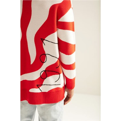 Jersey oversize de punto con olas rojas