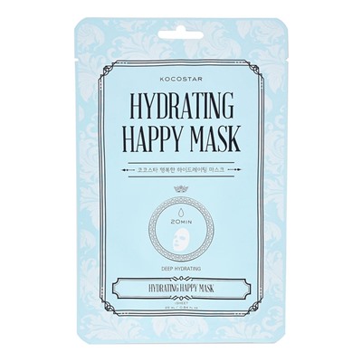 KOCOSTAR HYDRATING HAPPY MASK Увлажняющая тканевая маска для лица с океанической водой и экстрактом водорослей 23мл