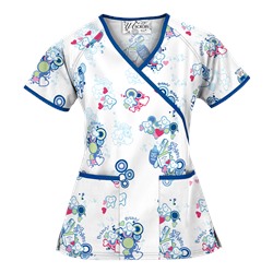UA Brush Brush Your Teeth White Print Scrub Top