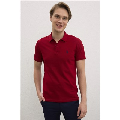 Erkek Bordo Basic Polo Yaka Tişört
