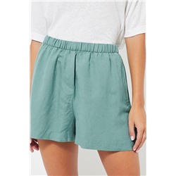 Short de lino cintura alta - Verde agua